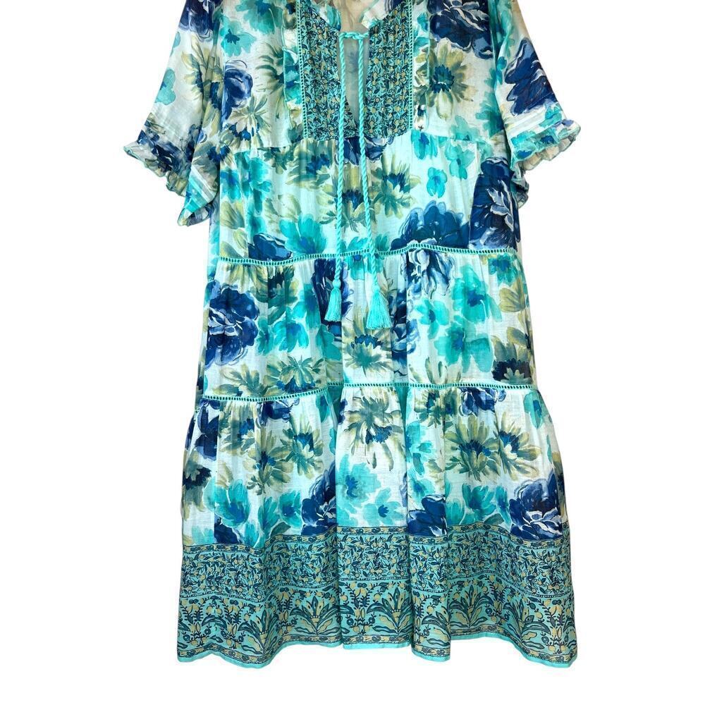 SUNDANCE Floral Ruffle Lace Fields Of Beauty Turquoise Dress Size XXL - Picture 7 of 16